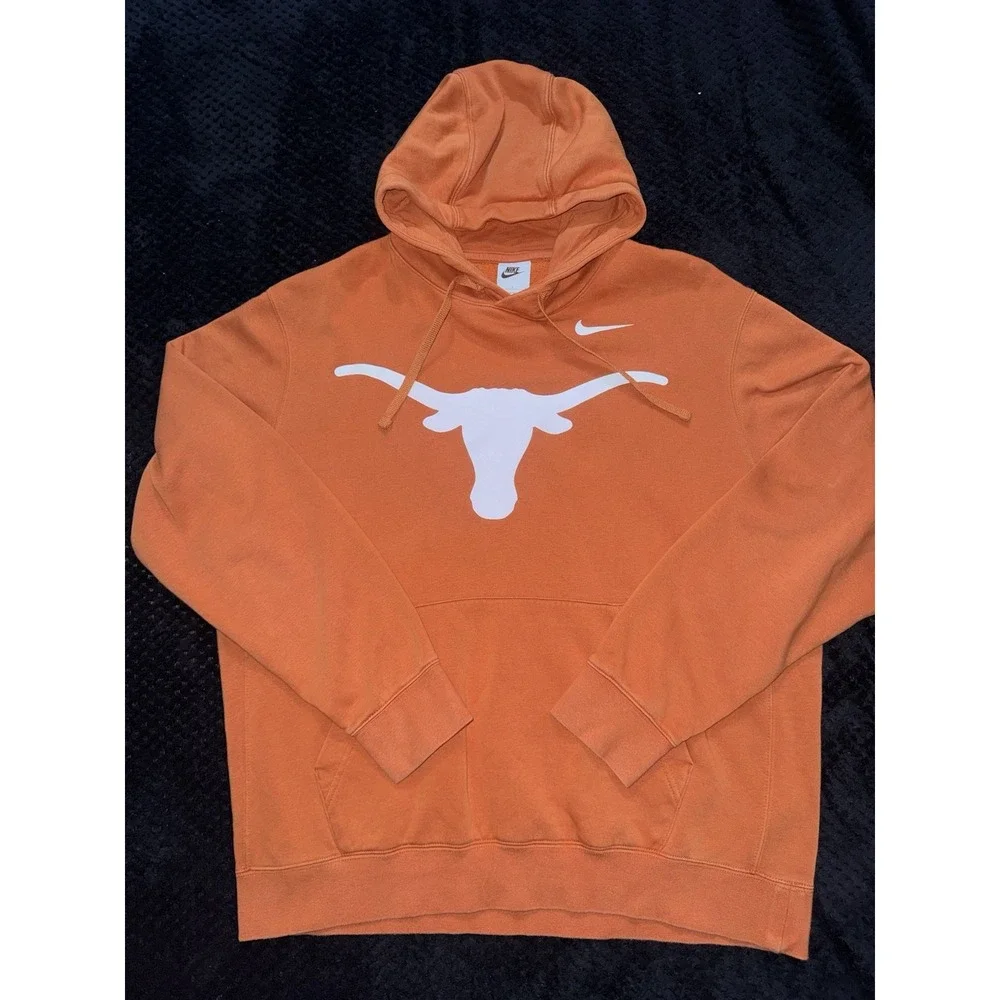 Texas Longhorns Men's Hoodie Orange Nike Sweater Pullover Swoosh Size Large